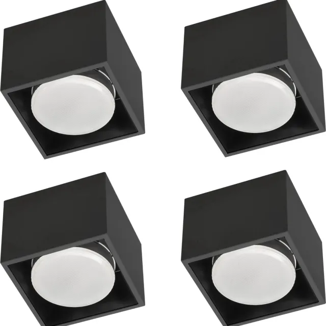 LED's light by Shada Cube Plafonniere met 1 lichtpunt - Draaibaar licht - Staal - 10 x 8 cm - GX53 - Zwart - 4PACK - Plafonnieres - Plafoniere slaapkamer - Plafondlamp - Plafondlampen - Badkamerlamp - Plafond lamp