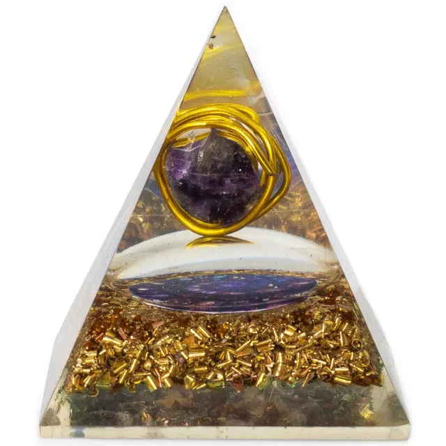 Ancient Wisdom Orgoniet Piramide Amethist - Koperen Schilfers Zwart