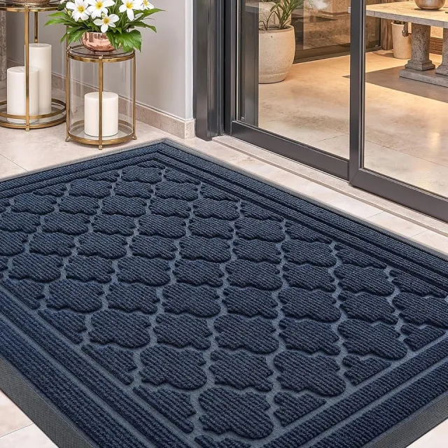 Famanu Antislipdeurmat Buiten, Robuuste Buitendeurmat Weerbestendig, Wasbare Vuilvangmat 90x150cm, Deurmat Buiten, Deurmat Buiten Voor Voordeur, Buiten, Entree - Blauw