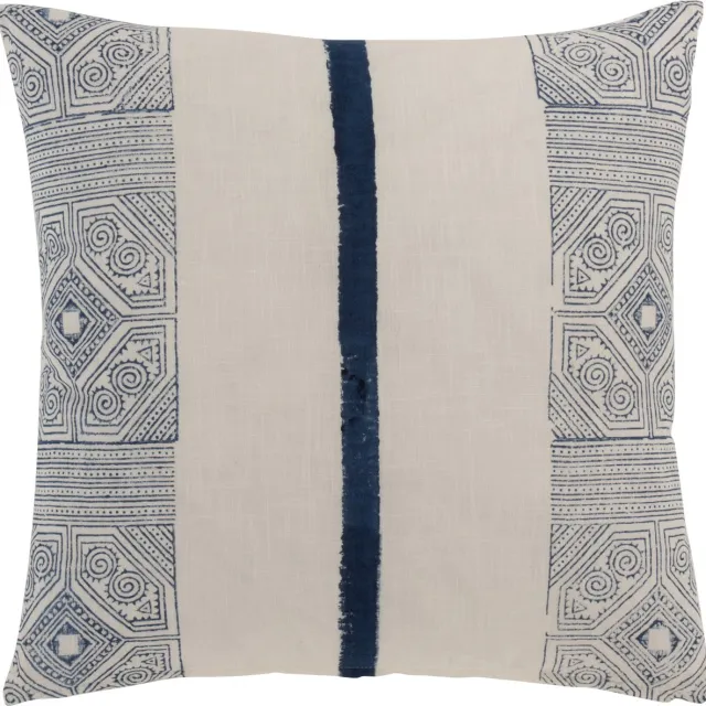 J-Line kussen Streep Azteek - katoen - blauw/wit