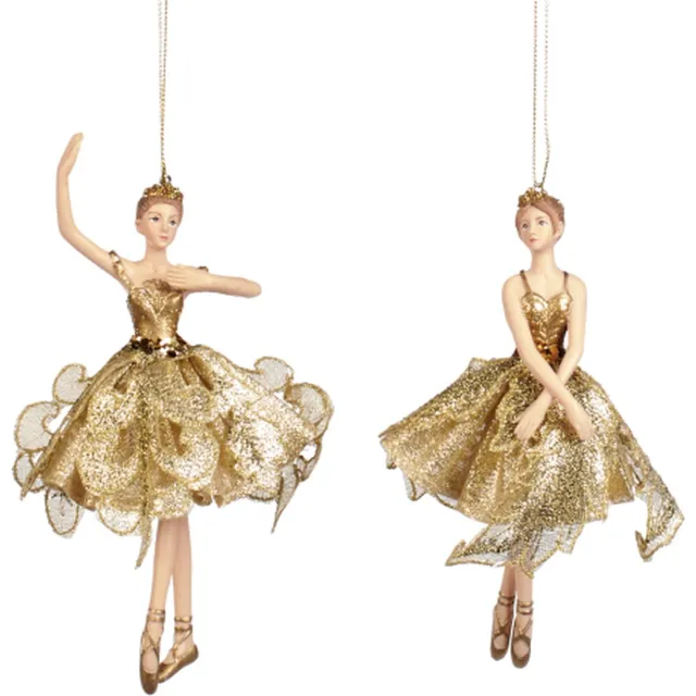 Goodwill KERSTHANGER-BALLERINA-GOUD-GLITTER-BLAADJES-TUTU-ASS/2-17CM-PRIJS IS PER STUK