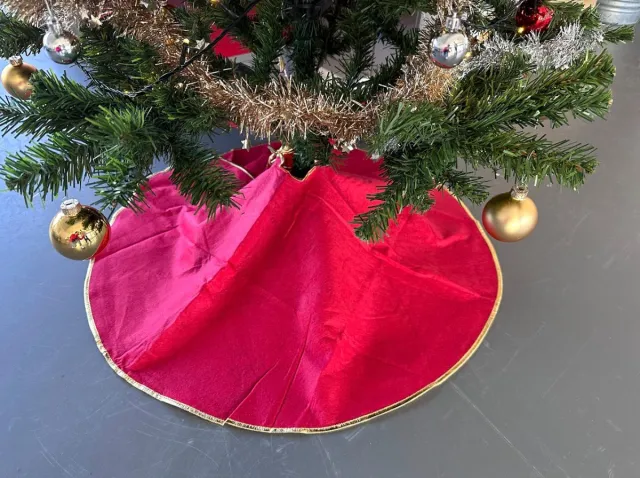 3BMT Kerstboomkleed - Kerstboomrok - Rood - 90 cm Rood, Goud