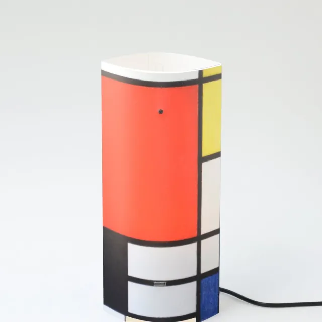 Packlamp Tafellamp normaal - Compositie met groot rood vlak - Mondriaan - 30 cm hoog - ø12cm - Inclusief Led lamp