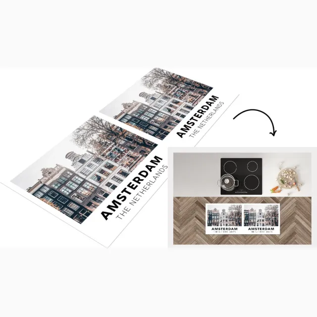KitchenYeah Keukenloper - Loper keuken - Amsterdam - Nederland - Huizen - 120x50 cm - Keukenloper vinyl Multicolor