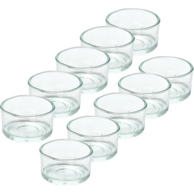 Trend Candles theelichthouder - 10x - glas - transparant - 4x3 cm - waxinelicht