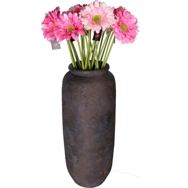 DK design Kunstbloemen boeket Gerbera - 5x - 72 cm - lichtroze/roze - real touch - kunst zijdebloem Fuchsia