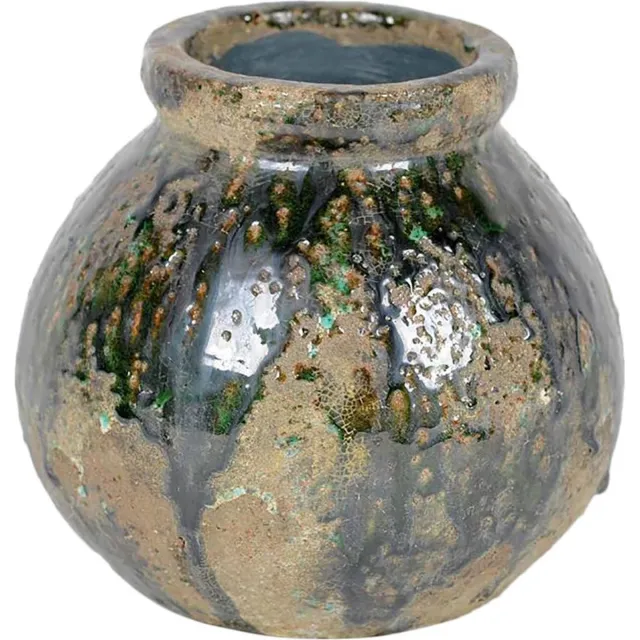 Rasteli Vaas - keramiek - groen - D21 x H18,5 cm - Opening 9 cm