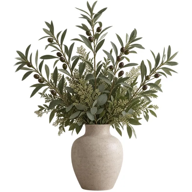 Bellatio Design Kunstplant Olijf takken - 5x - 75 cm - groen - olijfboom - siertakken stelen - decoratie
