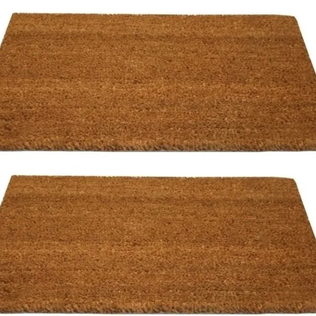 Benson Deurmat - 2x - kokos - 40 x 60 cm - slijtvaste kokosvezels - buiten - schoonloopmat Bruin