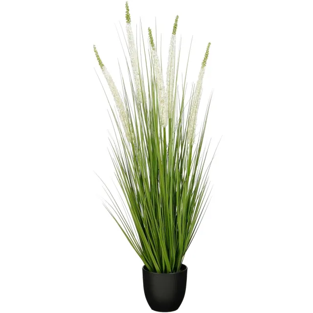 Mica Decorations Eremurus – Kunstgras in Pot – Realistische Nepplant Woondecoratie – Kunstplanten voor Binnen en Buiten – H110 x Ø35 cm – Groen, Wit