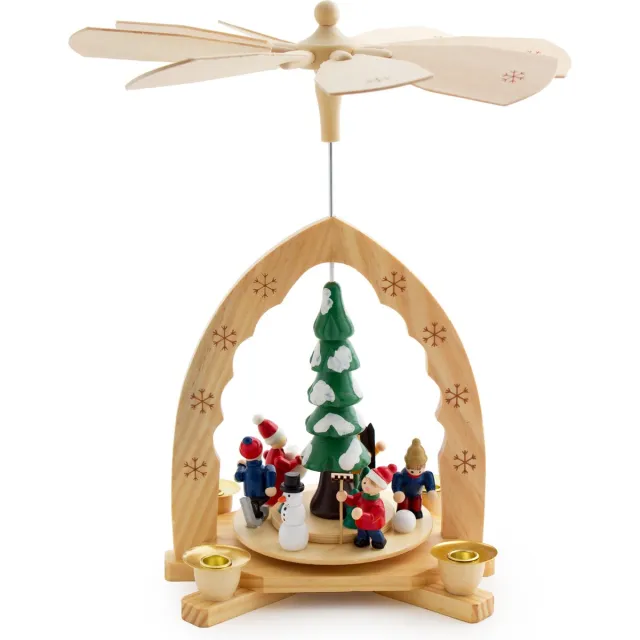Brubaker 1-Verdieping Houten Kerstpiramide - 30 cm - kerstboom met winterlandschap Multi colour