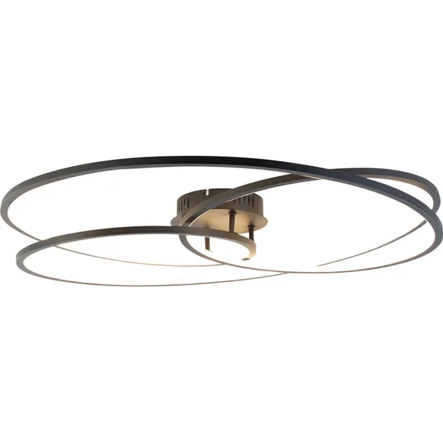QAZQA rowin - Design Dimbare LED Plafondlamp met Dimmer - 1 lichts - Ø 78.5 cm - Zwart - Woonkamer | Slaapkamer | Keuken Zwart LED