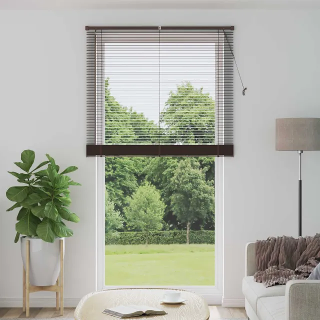 vidaXL Venetiaanse jaloezie Donkerbruin met Patroon 213 x 120 cm 25 mm