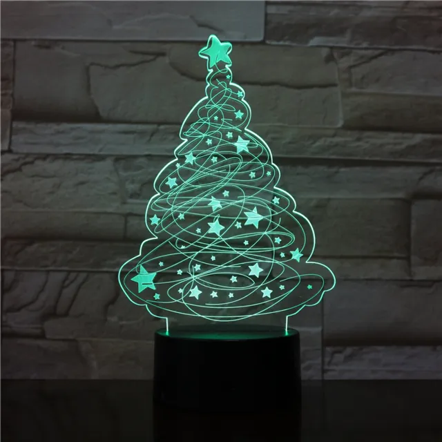 MC Living 3D Led Lamp Met Gravering - RGB 7 Kleuren - Kerstboom