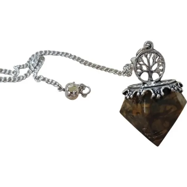 S4H Tijgeroog Pendel met Levensboom – Edelsteen Pendulum – Divinatie, Chakra Healing & Energie Werk – Handgemaakt