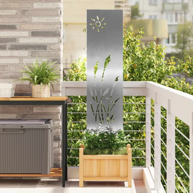vidaXL Tuin Privacy Screen Fretwerk Zilver 32 x 140 cm Roestvrij staal