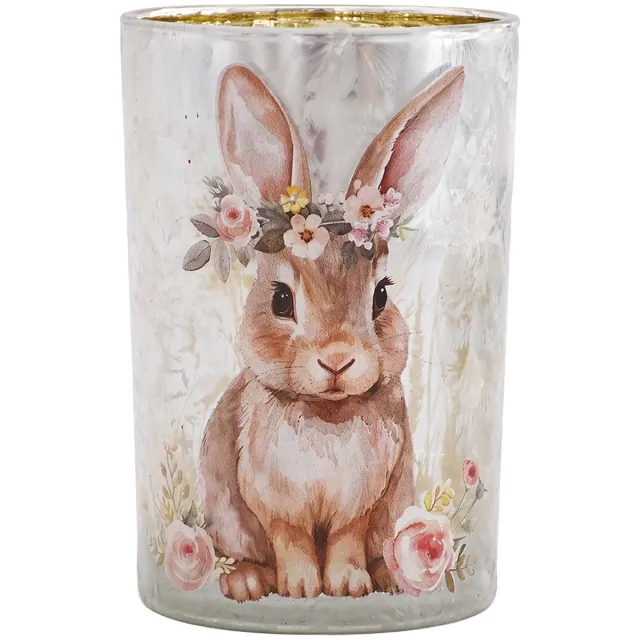 Clayre & Eef Waxinelichthouder Grijs Glas