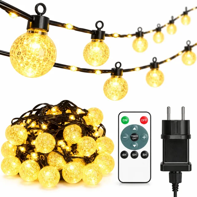 VILIMA Lampjes Slinger - 32 meter lichtsnoer - Kerstverlichting buiten - 8 lichtstanden - LED lampjes - Sfeerverlichting