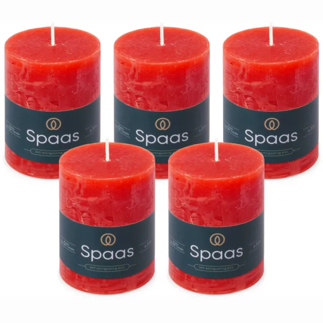 Spaas Rustieke Stompkaarsen - Rood - 70/95mm - circa 35 uur - 5 kaarsen