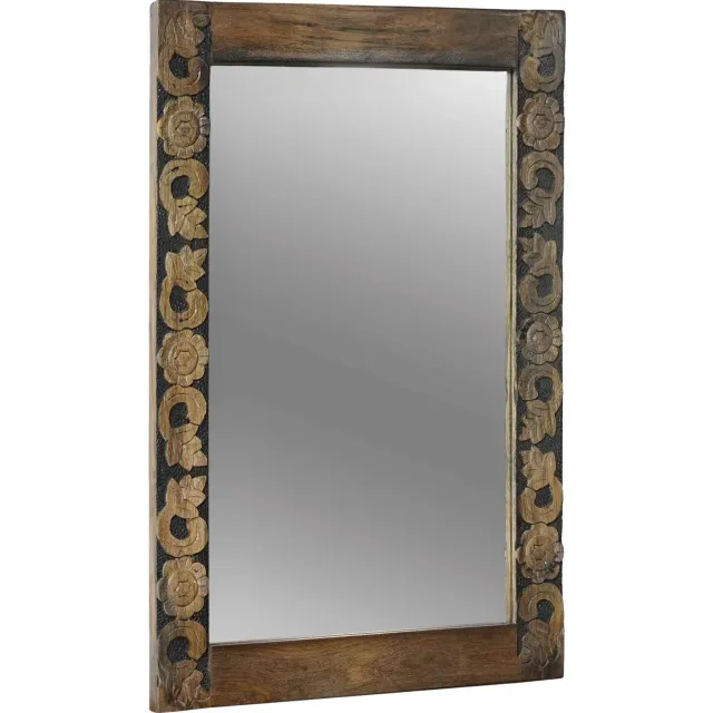 vidaXL wandspiegel Walnoot Bruin 70 x 50 cm Bewerkt hout en glas