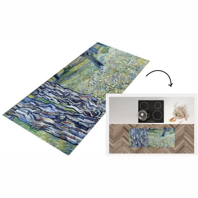 KitchenYeah Keukenloper - Loper keuken - Boomstammen in het gras - Vincent van Gogh - Keukenloper vinyl Multicolor