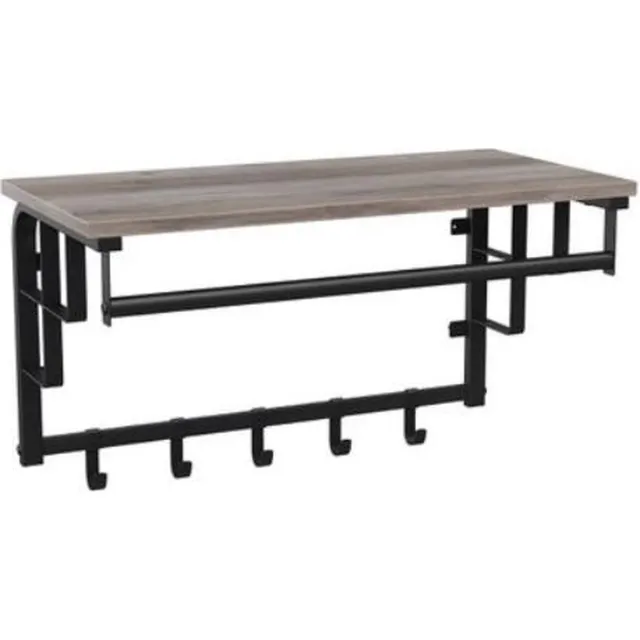 Hoppa! Wandgarderobe 5 Haken - Grijs - Metaal - 60 x 20 x 33 cm