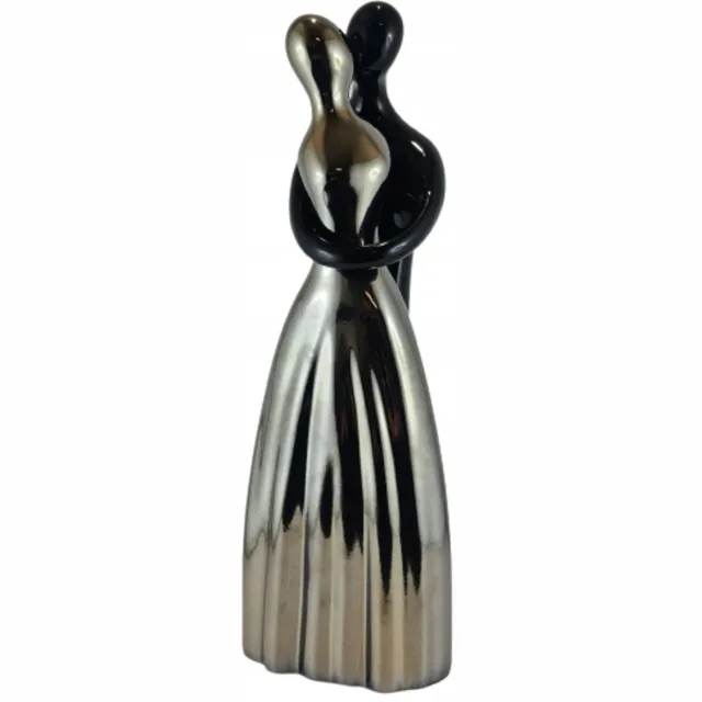 Ewax Keramische Figuur Liefdespaar Grijs/Zwart 37cm