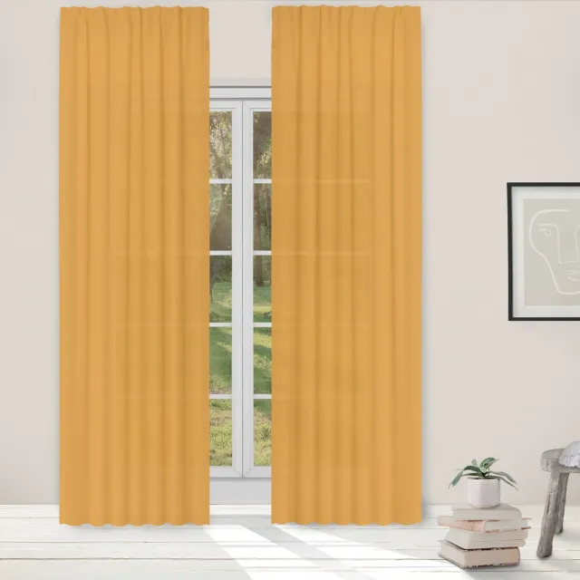 Light Guard 1x Kant-en-Klaar Gordijn - Honey Gold - Lichtdoorlatend - Lengte aanpasbaar - met haken - 140x280cm Oker (Honey Gold)