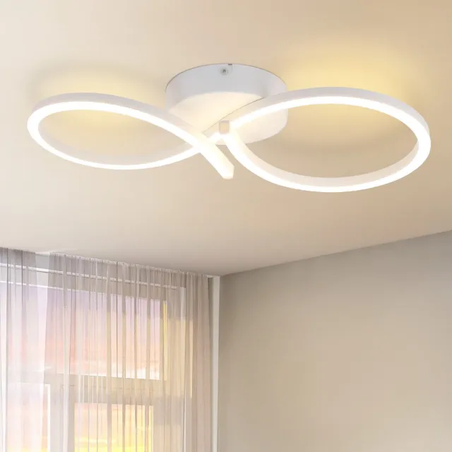 NETTLIFE Plafondlamp LED - 24W - modern - 3000K Warm wit Licht - creatieve Keukenlamp - 45cm - voor Woonkamer | Slaapkamer | Gang - Wit