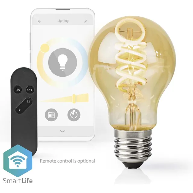 Nedis SmartLife LED Filamentlamp - Wi-Fi - E27 - 360 lm - 4.90 W - Warm tot Koel Wit - 1800 - 6500 K - Glas - Android / IOS - Peer - 1 Stuks