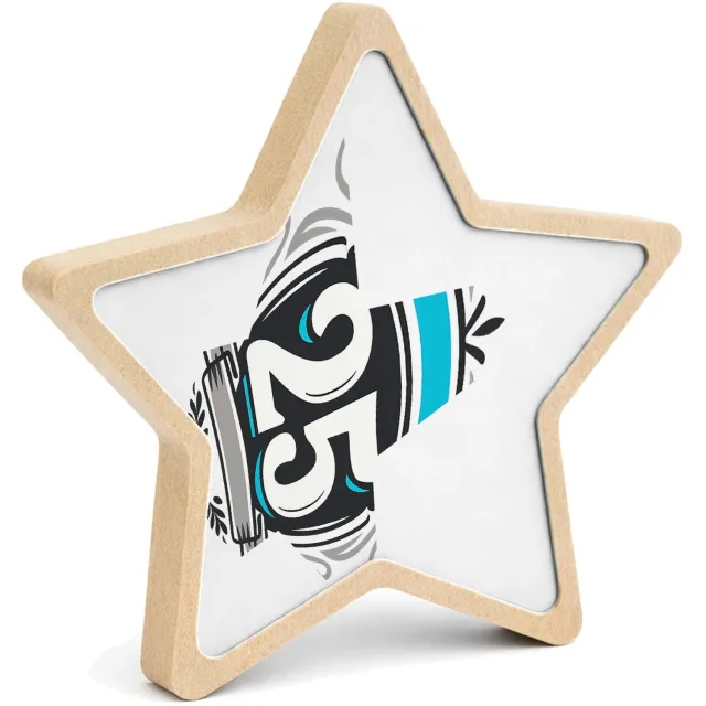 Mr Cadeautjes MDF fotolijst ster 14 x 13,5 - design Retro embleem met een groot jaartal en sportieve omlijsting | cadeau Wit