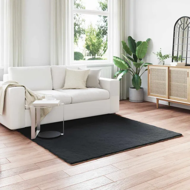 vidaXL Antislip vloerkleed van imitatie konijnenbont OLITE Zwart, foto 2