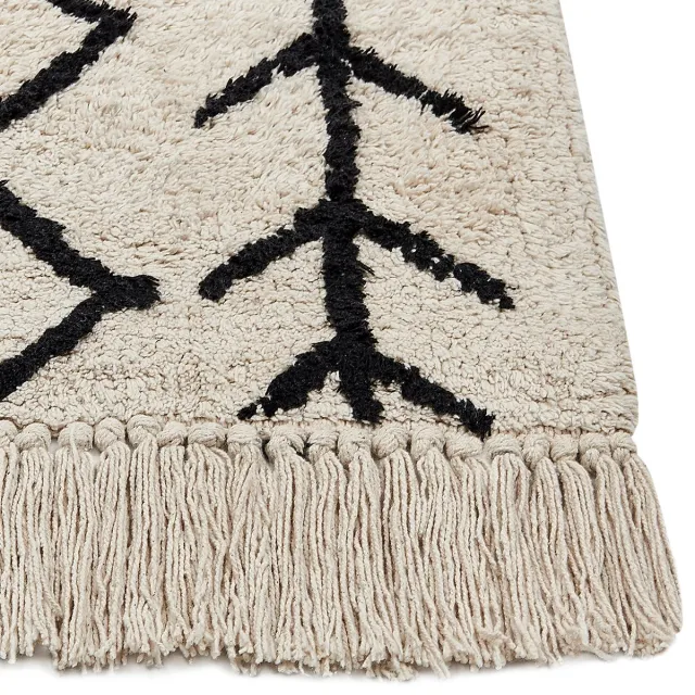 Beliani BOZKIR - Laagpolig vloerkleed - Beige - 160 x 230 cm - Katoen