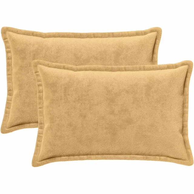 vidaXL Dekenkussen - 2 - st - HOUTEN - Taupe - 40 - x - 60 - cm - Flanel