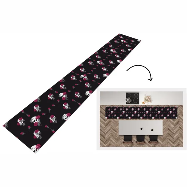 KitchenYeah Keukenloper - Keukenmat - Meiden - Skull - Rozen - Patronen - Keuken vloerkleed Multicolor