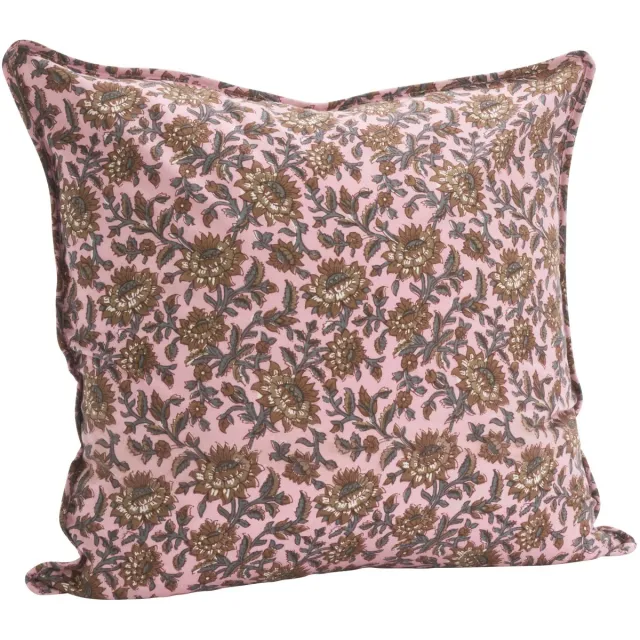 Madam Stoltz Kussenhoes katoen - Roze bloemenprint - 50x50cm