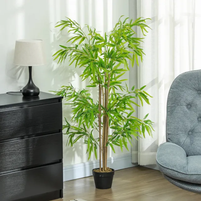 REDOM Kunstplant bamboe in pot - Realistische 644 bladeren - Voor binnen & buiten - Kunststof - Groen - Ø17 x 150 cm Green