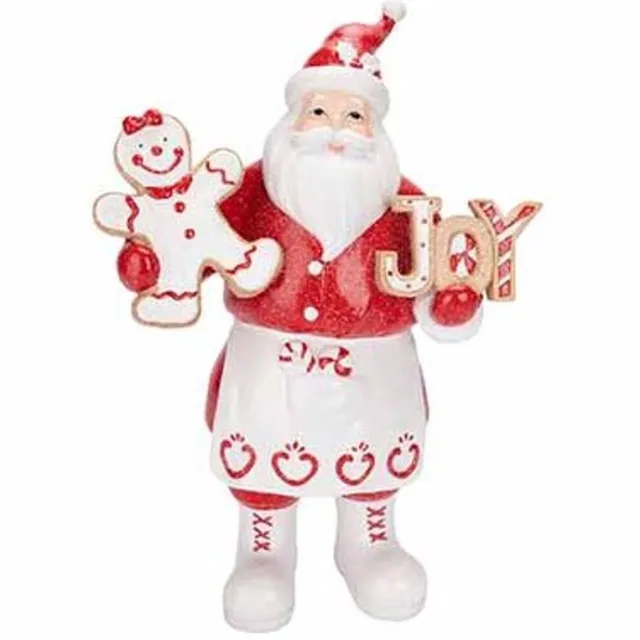 Cosy @ Home Kerstman Cookie Rood Wit 22x11xh33cm Pol Yresin
