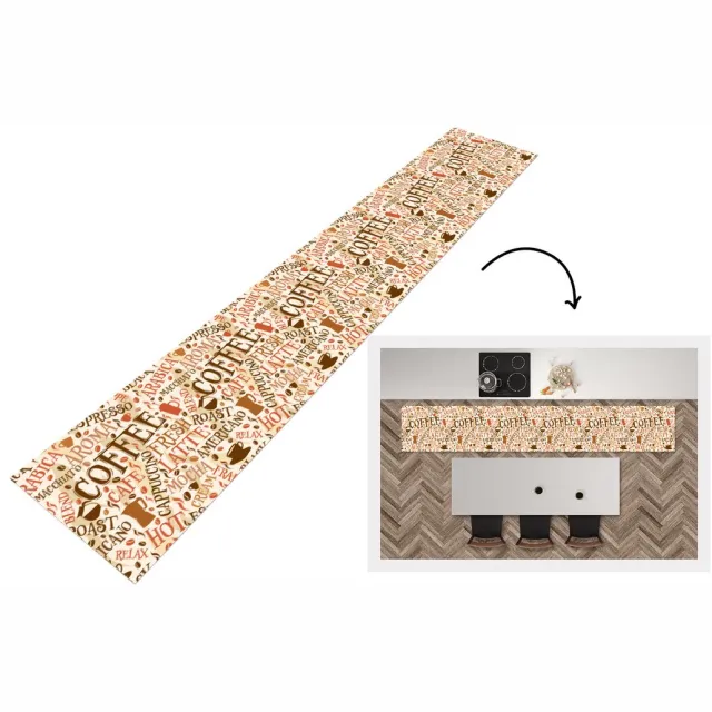 KitchenYeah Keukenloper - Keukenmat - Koffie - Vintage - Patroon - Keuken vloerkleed Multicolor