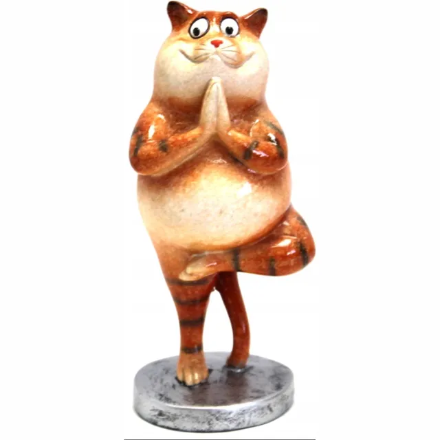 Art-Pol Decoratieve Kattenfiguur Yoga Holding 16cm zwart