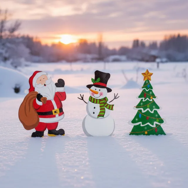 Janse Metalen kerst tuinstekers set van 3 - Tuinversiering kerst - Kerstman - Decoratieve figuren - Sneeuwman - Kerstboom - Kerstversiering - Tuindecoratie - Christmas