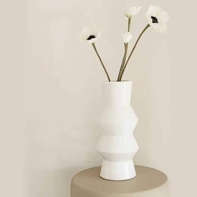 Indore Home Vaas Evi - Bloemenvaas - Woonkamer decoratie - angular - Vaas Wit - Medium