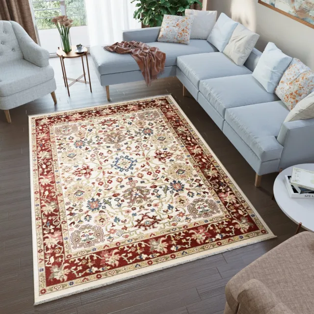 Tapiso Rivoli Vloerkleed Beige Oosters Oriental Tapijt Maat- 80x150 Beige Rood
