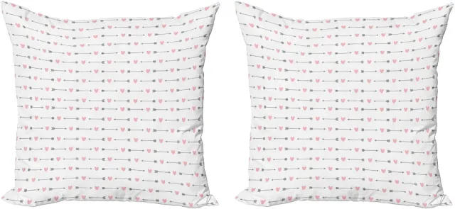 ABAKUHAUS Valentijns decoratieve kussenhoezen (2 stuks), romantisch hart, 45x45 cm, roze grijs wit