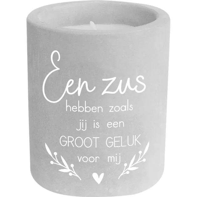 Paper dreams Kaarsje Zus - 6,5x6,5x8 cm - Cement