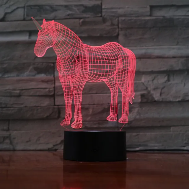 MC Living 3D Led Lamp Met Gravering - RGB 7 Kleuren - Unicorn