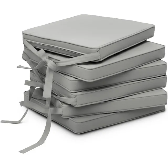 Beautissu Loft SK - Set van 6 Stoelkussens met Linten Zitkussen 45x40x5 cm - Zitkussens voor Stoelen Non-Slip met Afneembare Kussenhoes - Kussen Grijs Grijs 6x