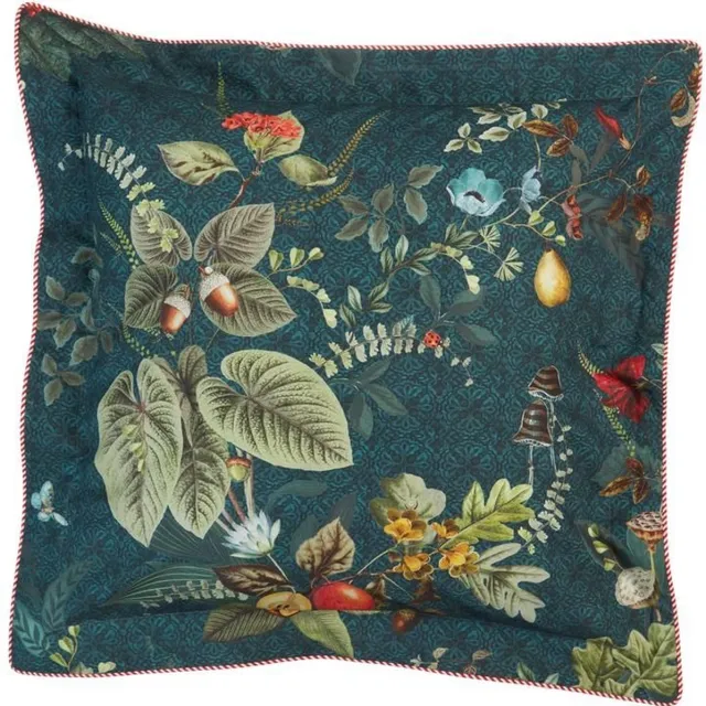 Pip Studio Fall In Leaf Square Sierkussen Dark Blue 45 x 45 cm Blauw