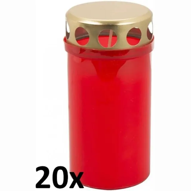 Smulders Deco 20 stuks graflicht rood transparant met regen deksel nr. 3 115/58 (52 uur)