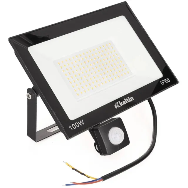 Keltin LED schijnwerper 100W - Bewegingssensor - Neutraal wit 4500K - IP66 - 22,5 x 15,5 cm Zwart